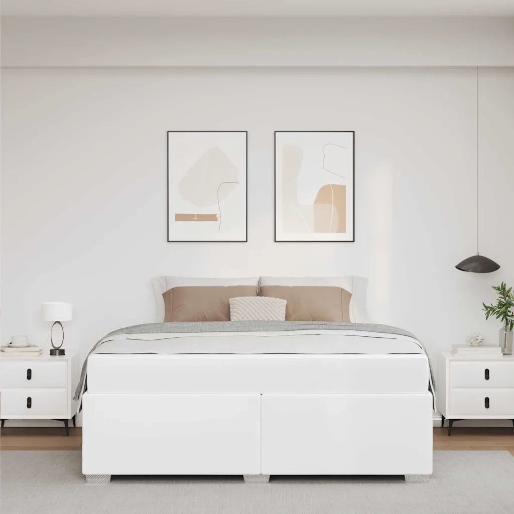 Struttura del letto con materasso Bianco 180 x 200 cm Tessuto