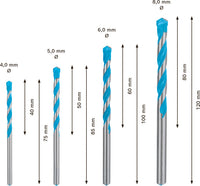 SET 4 PUNTE MULTI CONSTRUCTION BOSCH D.4mm/5mm/6mm/8mm - 2608900645