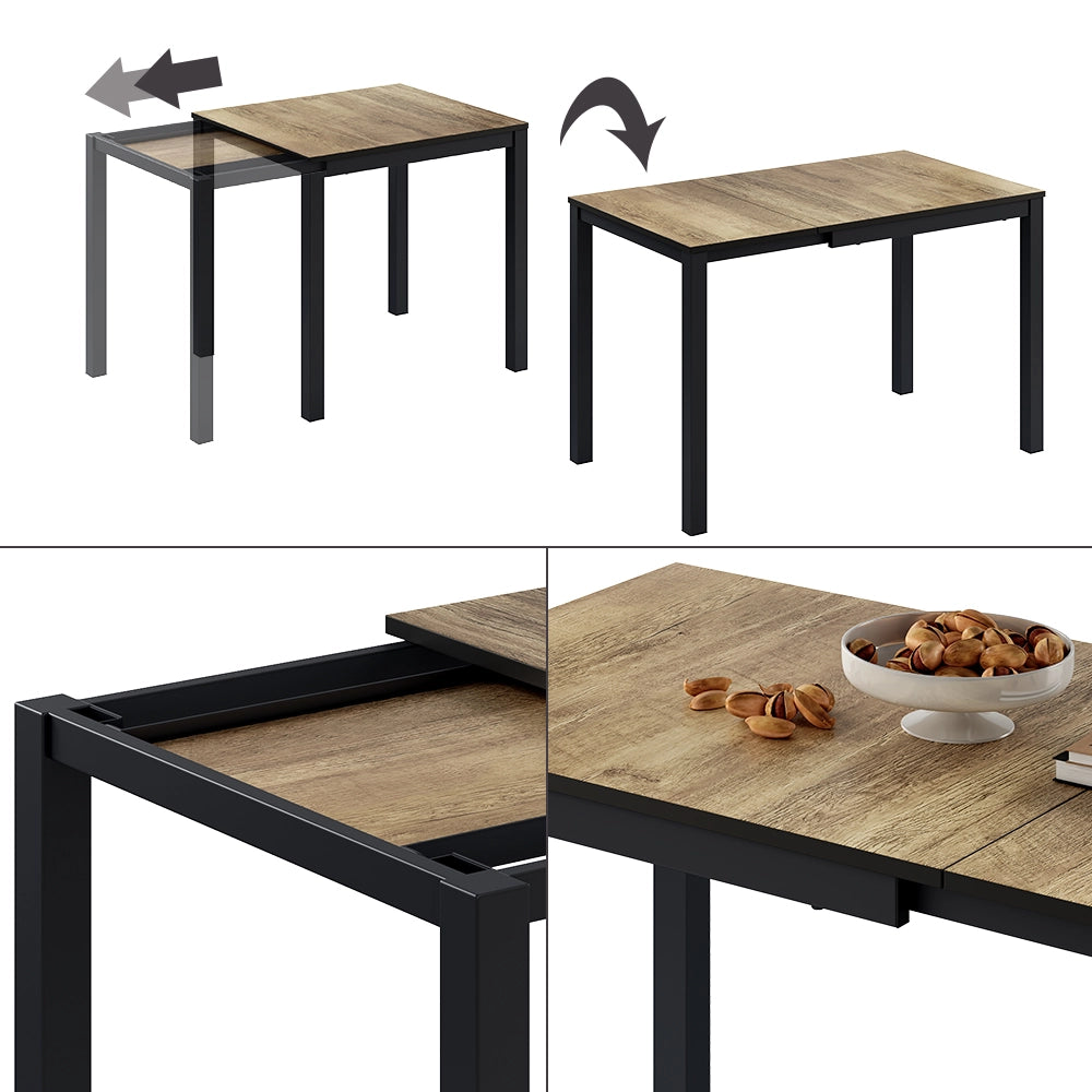 Vicco Tavolo da pranzo Rovere rustico/antracite 120 x 70 cm Estensibile