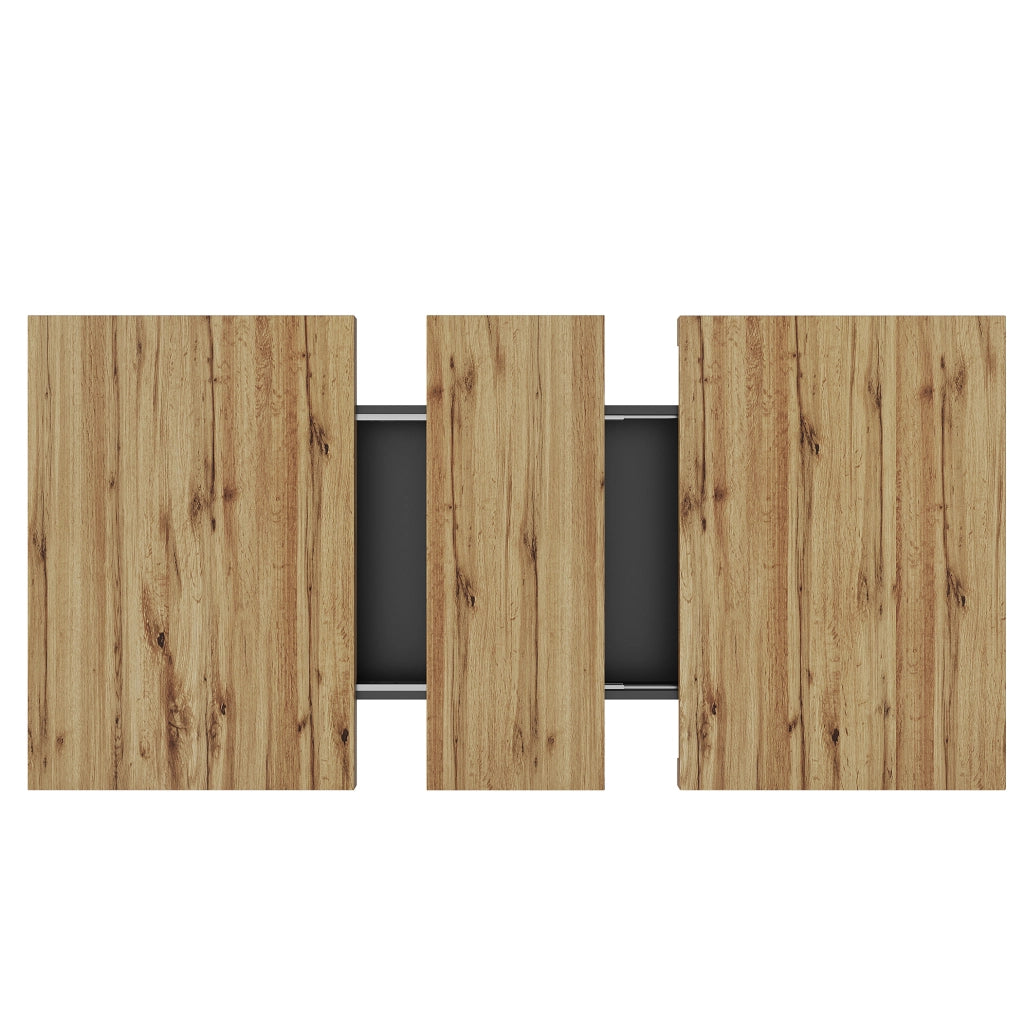 Tavolo da pranzo allungabile 110-140x80x75 cm con vani contenitore; MDF; nero e naturale
