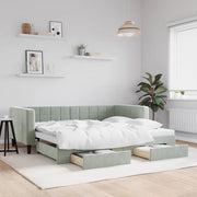 Divano Letto Estraibile Cassetti Grigio Chiaro 90x190cm Velluto 3196752