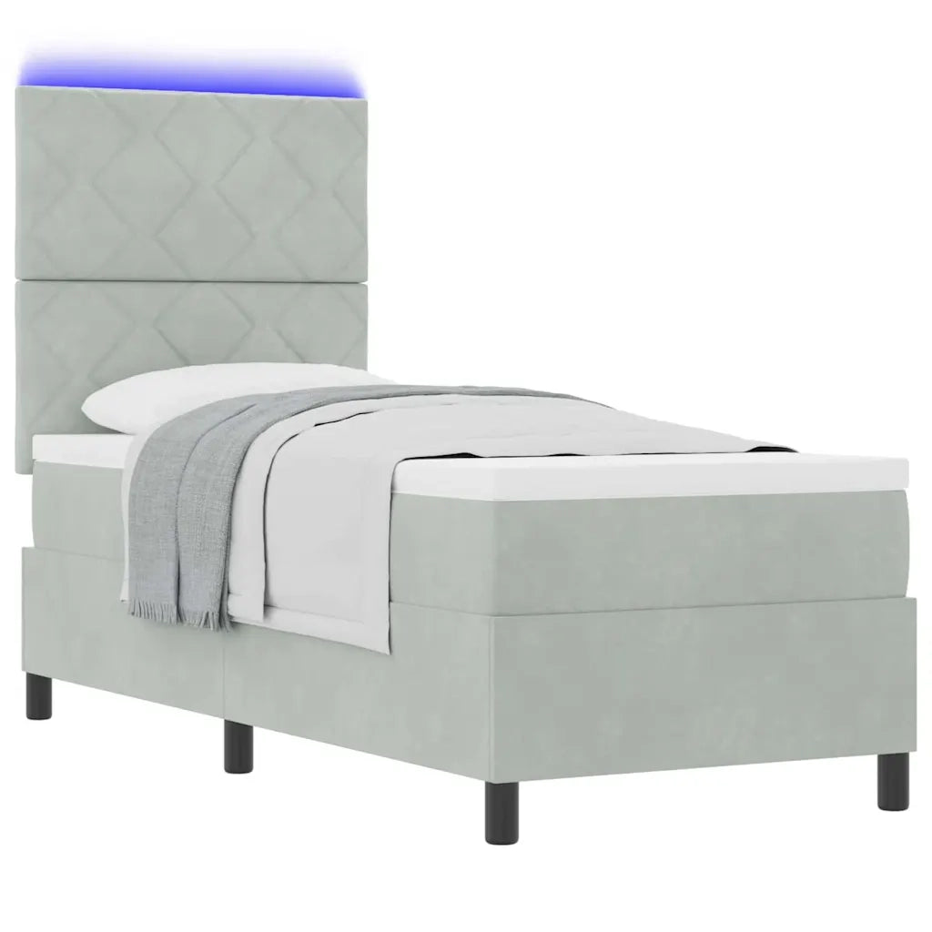 Letto a Sorgente LED Grigio chiaro 80 x 200 cm Velluto 3343340