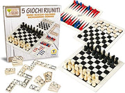 Dama Scacchi Domino Gioco 5 in 1 da Bambini Tavolo di 5 Anni Giochi Edizione Italiana Giocattoli Giocatori Famiglia Game
