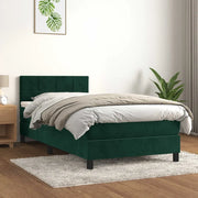 vidaXL Giroletto a Molle con Materasso Verde Scuro 100x200 cm Velluto