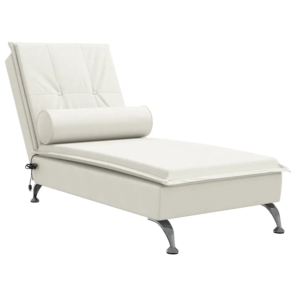 Chaise Longue Massaggi con Cuscino a Rullo Crema in Velluto CFW8197675
