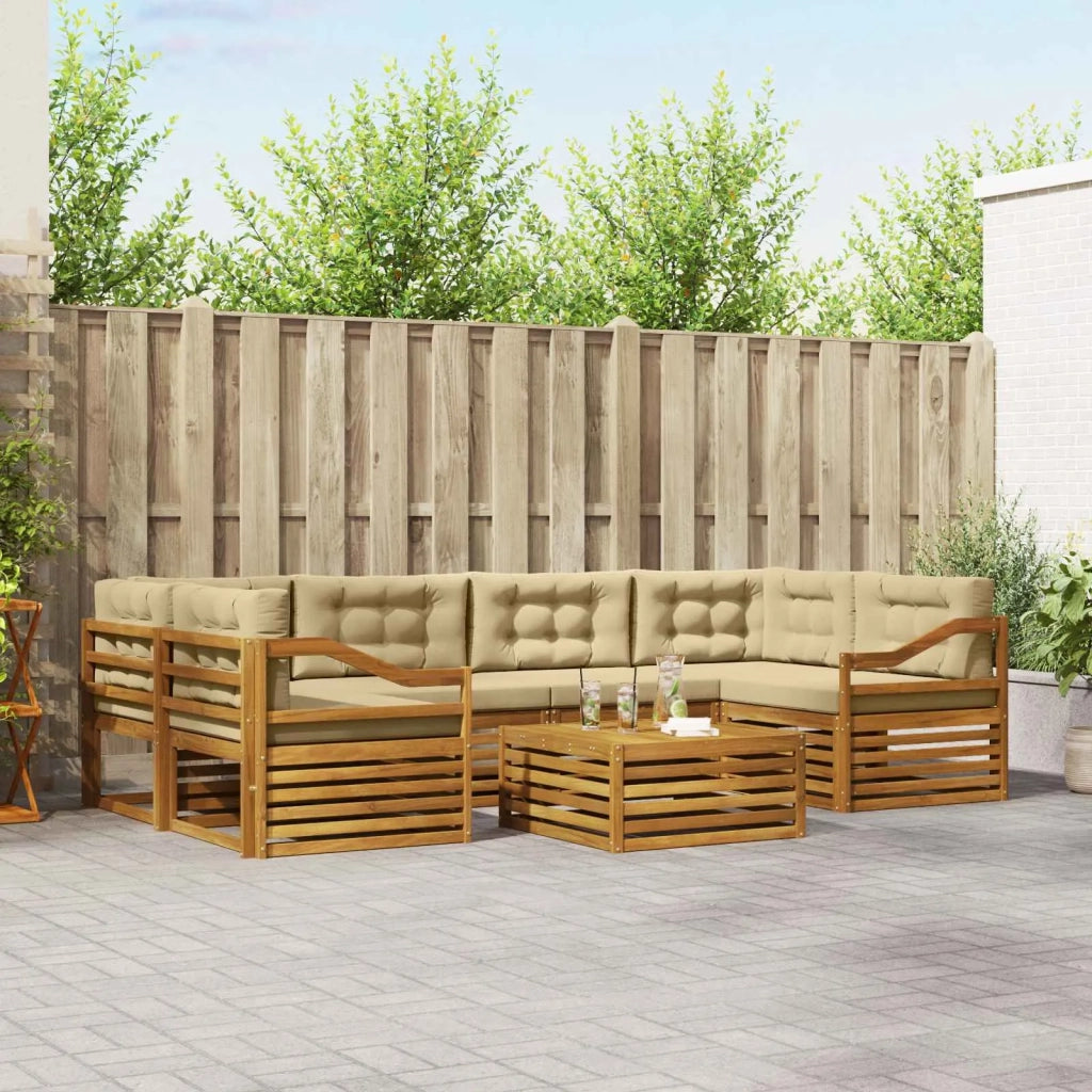 Set di divani da esterno con cuscino 7 pcs Naturale e Beige