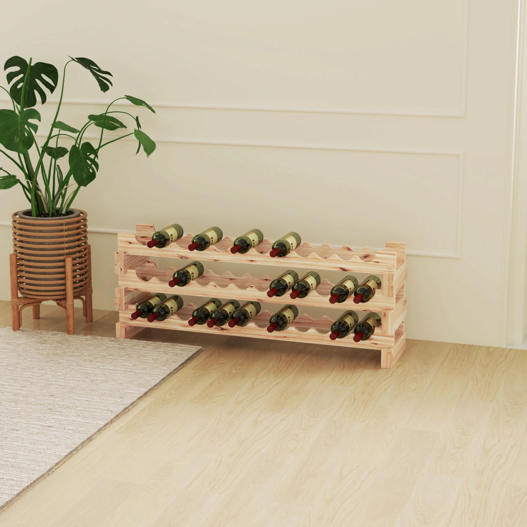 Scaffale per vini ¨C zephmum ¨C legno naturale 114x28x42.5cm