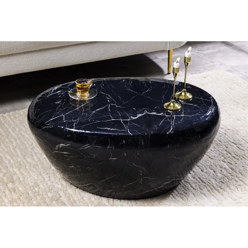 Tavolino GALEA nero effetto marmo - Alluminio design contemporaneo
