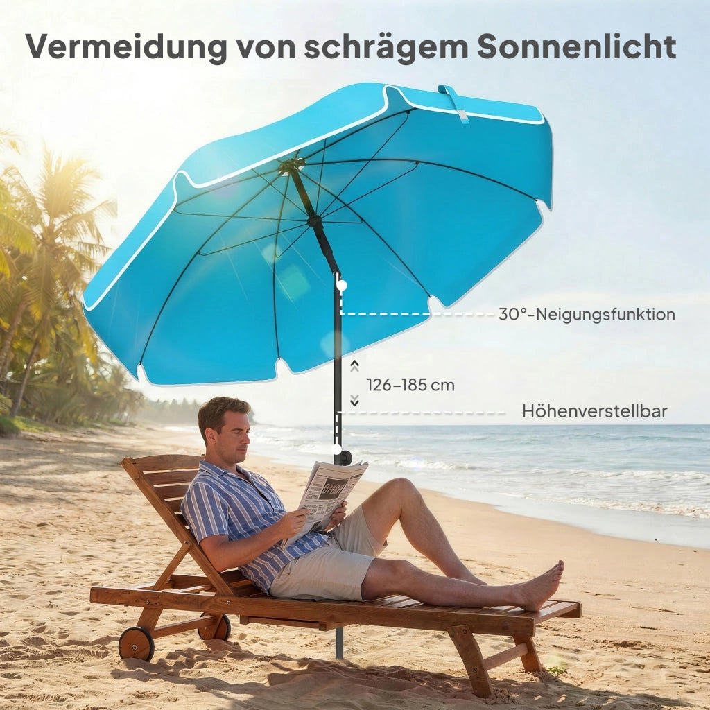 Ombrellone da spiaggia ?150 cm impermeabile pieghevole con sacchetto ¨C zephmum ¨C blu