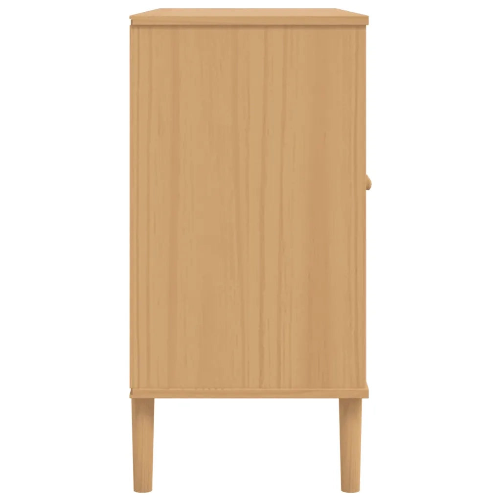 Credenza SENJA Aspetto Rattan 112x40x80 cm Legno Massello Pino