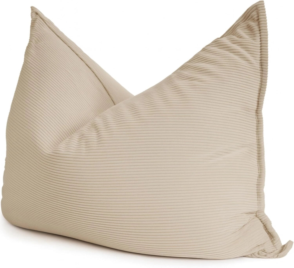 Pouf Poltrona a Sacco - Imbottitura in Schiuma, Molto Confortevole - Tessuto Morbido, Velluto a Coste - Fodera Lavabile - Pouf Divano Gigante (180 x 140 cm, Beige)