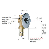 Flussometro temporizzato a incasso a pulsante per wc - serie tempor