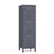 Armadio in metallo con 3 porte chiudibili piedini regolabili, Armadietto verticale a 3 ripiani per casa ufficio 100cm-Credenze buffet