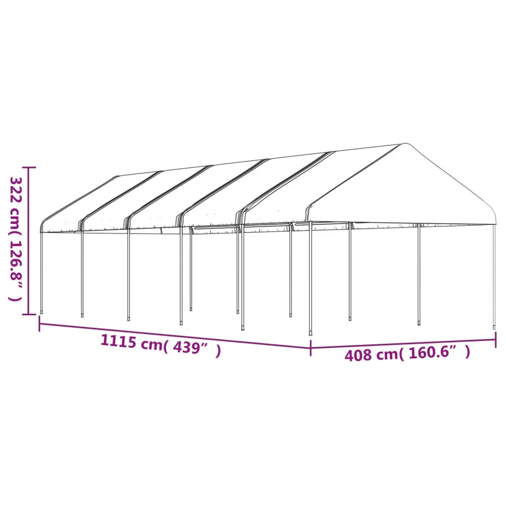 Gazebo con Tetto Bianco 11,15x4,08x3,22 m in Polietilene 3155513