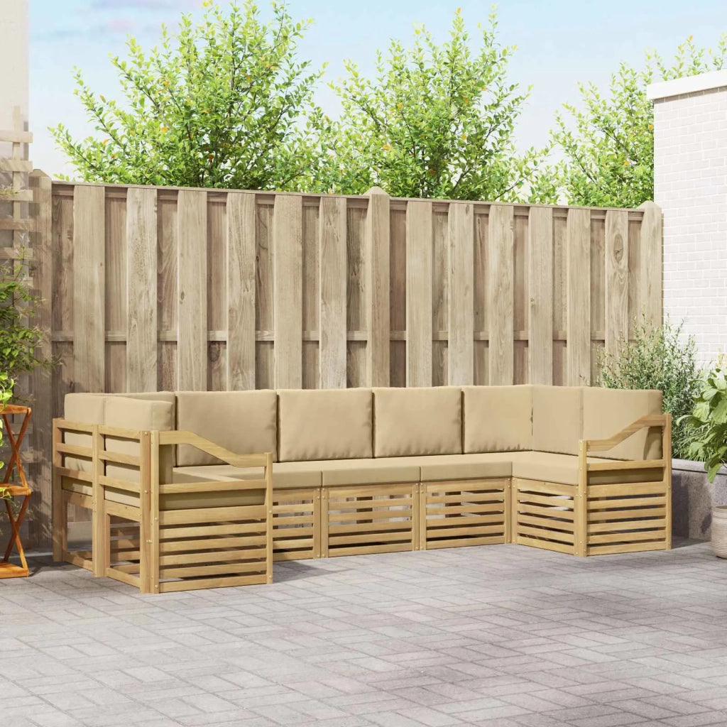 Set divano sezionale 7 pcs Bianco e Beige 304 x 126,5 x 73 cm