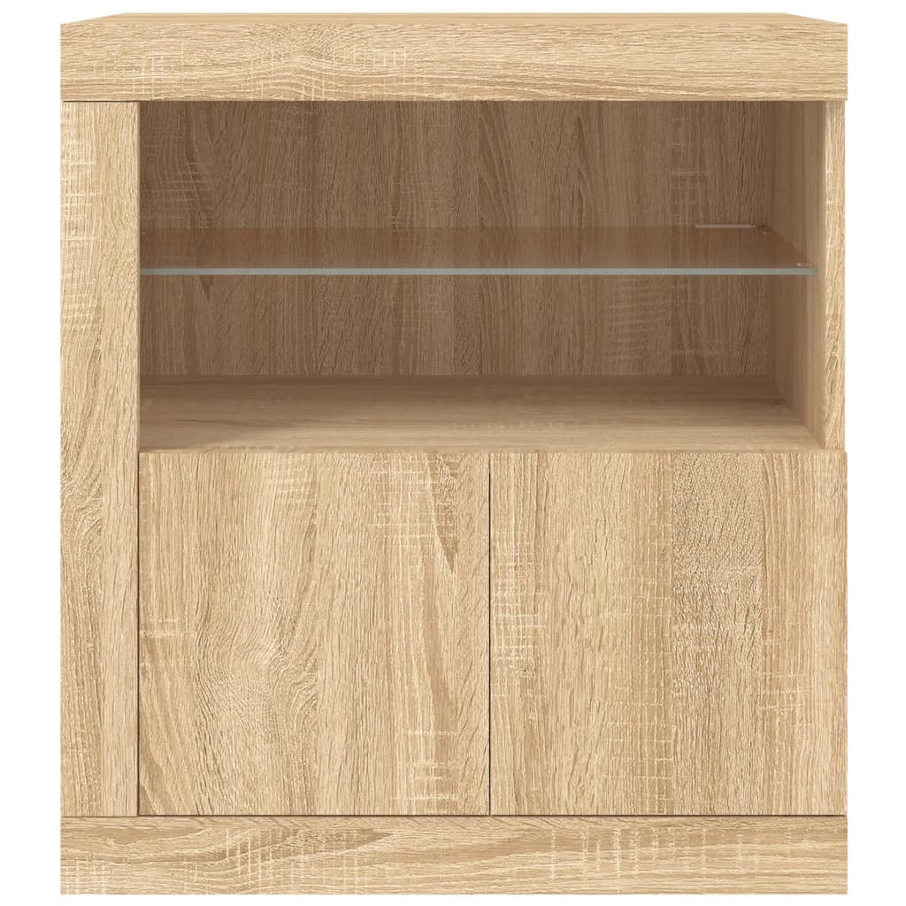 Buffet credenza cassettiera armadio mobile contenitore organizer per cucina soggiorno salotto con luci LED Sonoma 60,5 x 37 x 67 cm marrone 02_0029966