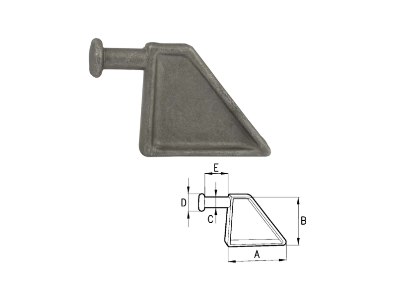 Piantone per chiusure a blocco A~ 20-40mm Cermag L 128-135mm, H 108-128mm - 30 mm