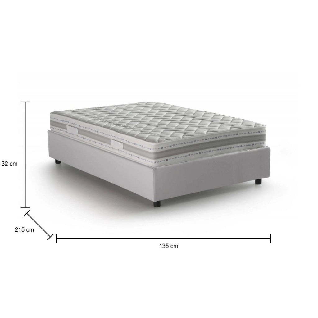 Arnoldi, Letto Piazza e Mezza Materasso Incluso Made in Italy, Bianco