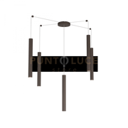 ROUND TUBE SOSPENSIONE 5 LUCI MARRONE CAVO CM.250 CON BASE 1174-S5-MA