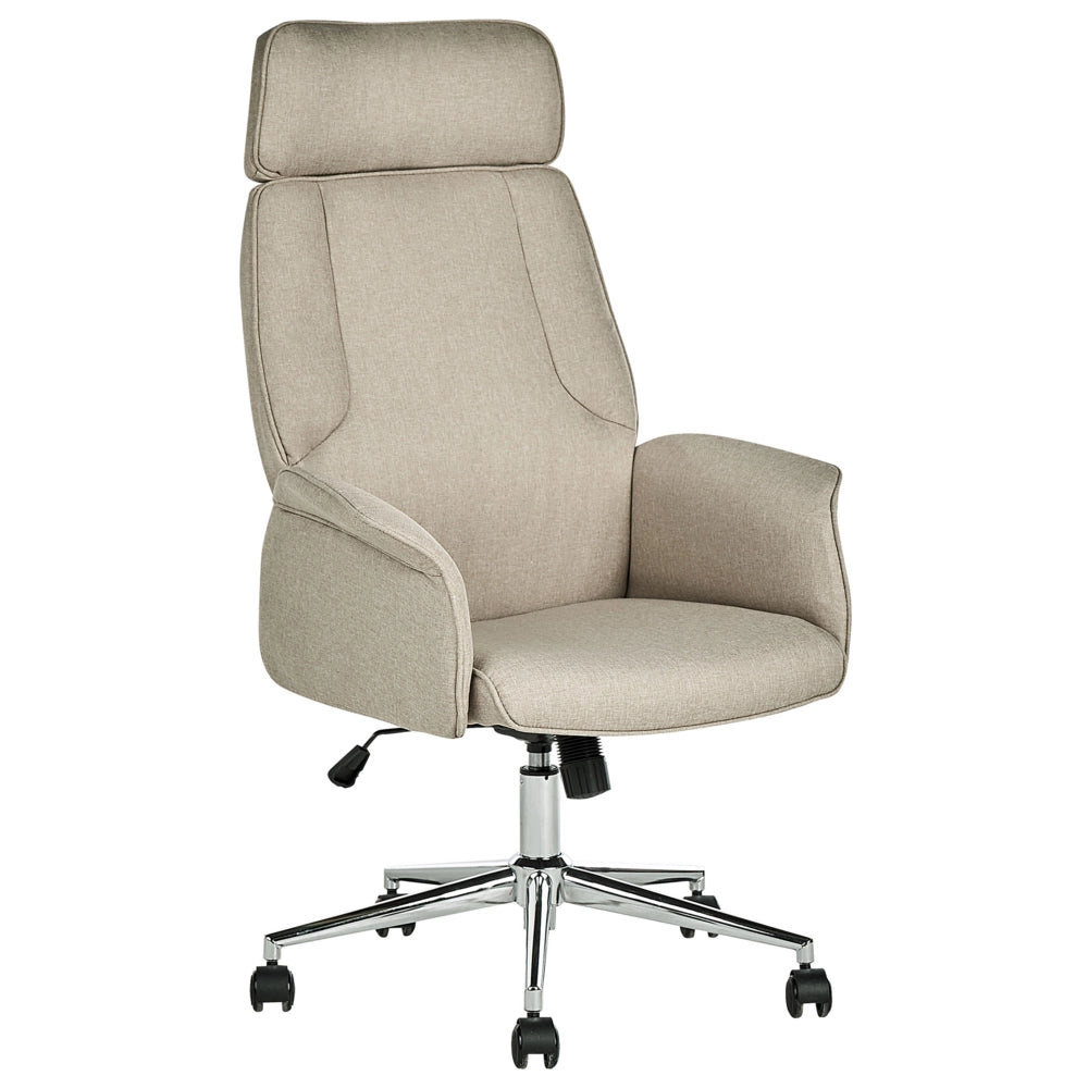 Sedia ufficio in materiale sintetico beige struttura in metallo schienale regolabile e girevole ufficio