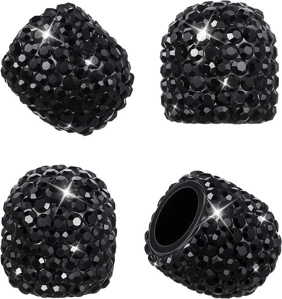 Quattro pezzi di copricapotto a ventile con strass scintillante, manufatti a mano, neri - Accessori in bling per veicoli commerciali, biciclette e motociclette, impermeabili