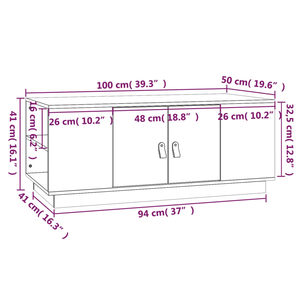 Tavolino da salotto | Tavolino da caff¨¨ | Tavolino da Soggiorno Grigio 100x50x41 cm Legno Massello di Pino