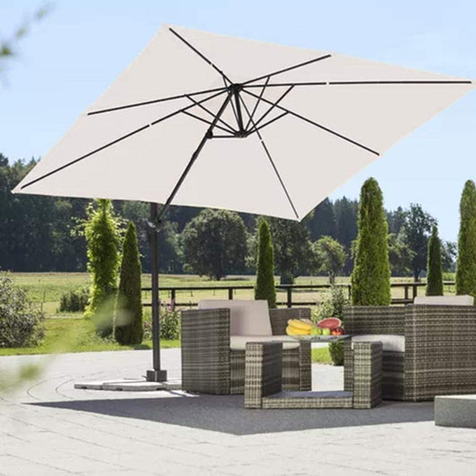 Ombrellone Giardino Decentrato 3x4 MT Alluminio Inclinabile Girevole Ecrù