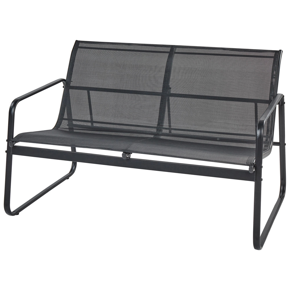 Set di divani da giardino in metallo nero 4 posti con tavolo stile moderno