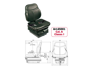 Sedile SC74 omologato molleggio meccanico/pneumatico, cinture, microinterruttore - 65001