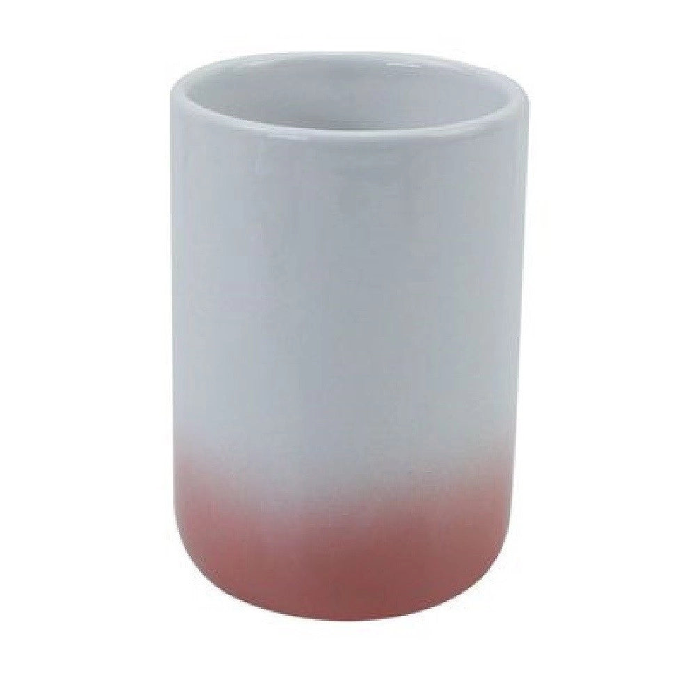 Trade Shop - Bicchiere Porta Spazzolini Dentifricio Bianco Rosa Arredo Bagno Accessori 59907 -