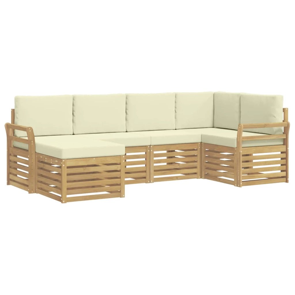 Set di divani da esterno 6 pcs Bianco e Crema Poliestere 3392115
