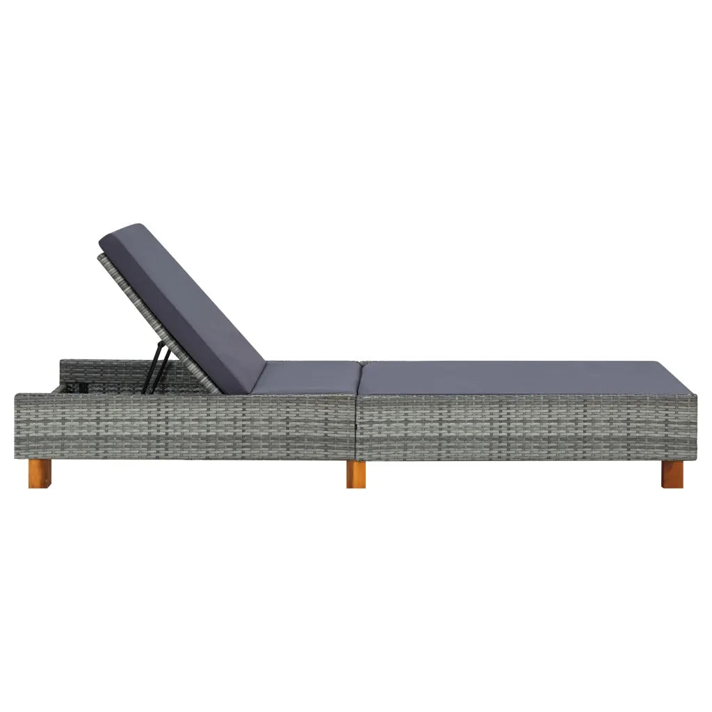 Lettino Prendisole con Cuscino in Polyrattan Grigio cod mxl 23076