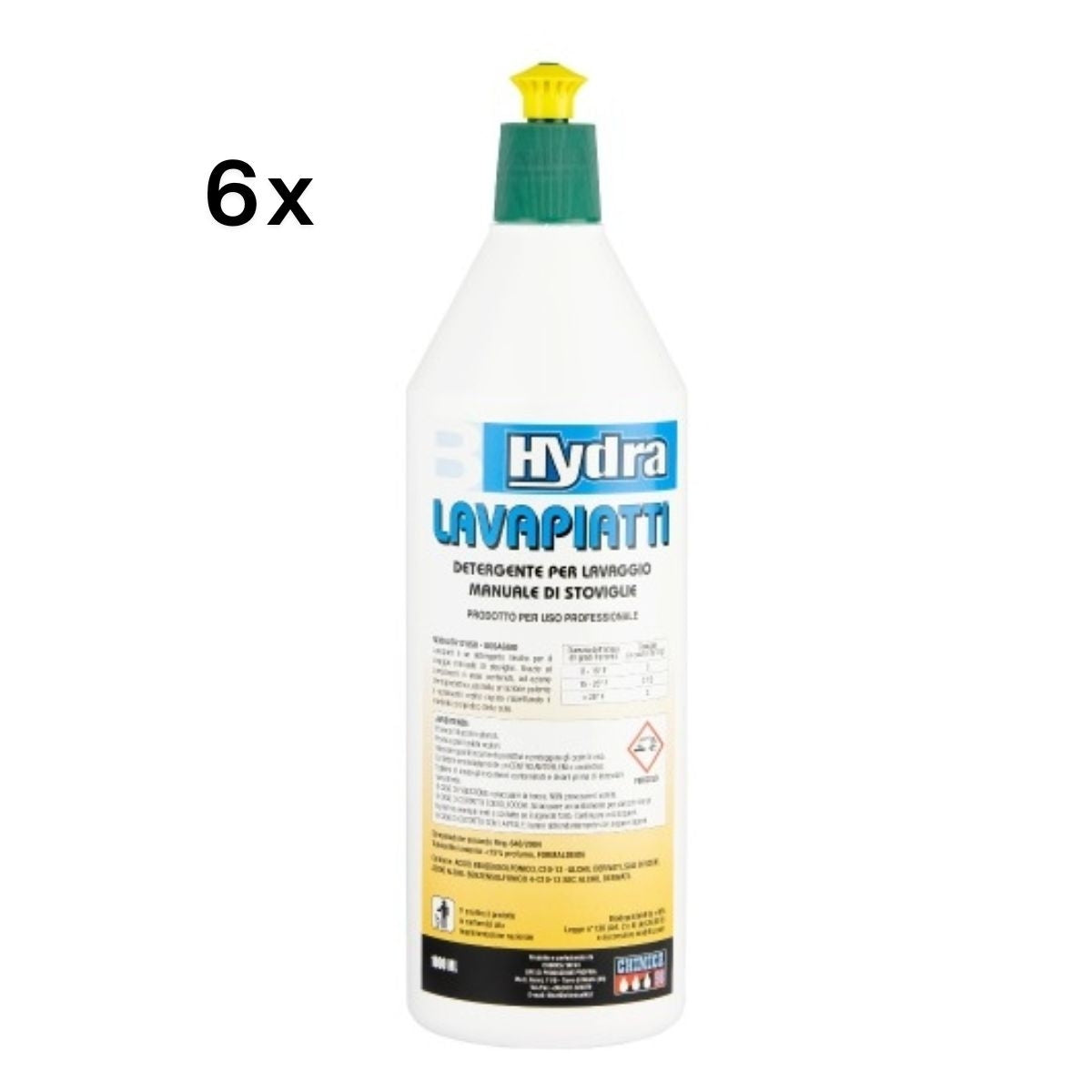 Sapone Lavapiatti Giallo 1 L Detergente Manuale StovigliE | Hydra Chimica ’98, 6 Pezzi