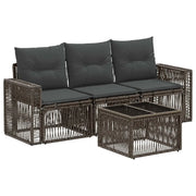 Set Divano da Giardino 4 pcs Grigio e Grigio Scuro polyrattan 3435044