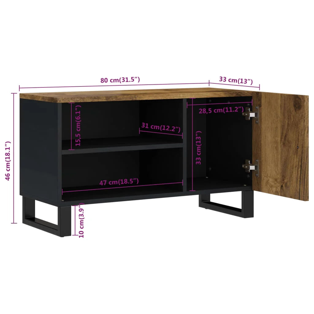 Mobile TV multimediale mensola TV credenza TV sala da pranzo soggiorno camera da letto 80 x 33 x 46 cm legno di mango e marrone ingegnerizzato 02_0026241