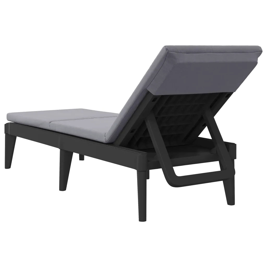 Lettino con Cuscino Antracite 186x60x29 cm in PP 364223