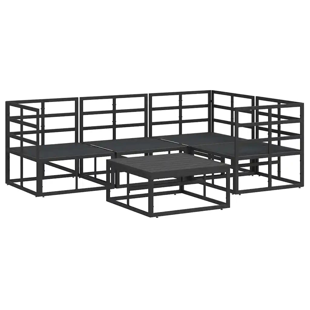 Set Divano da Giardino con cuscino 5 pcs Nero Alluminio 3378865