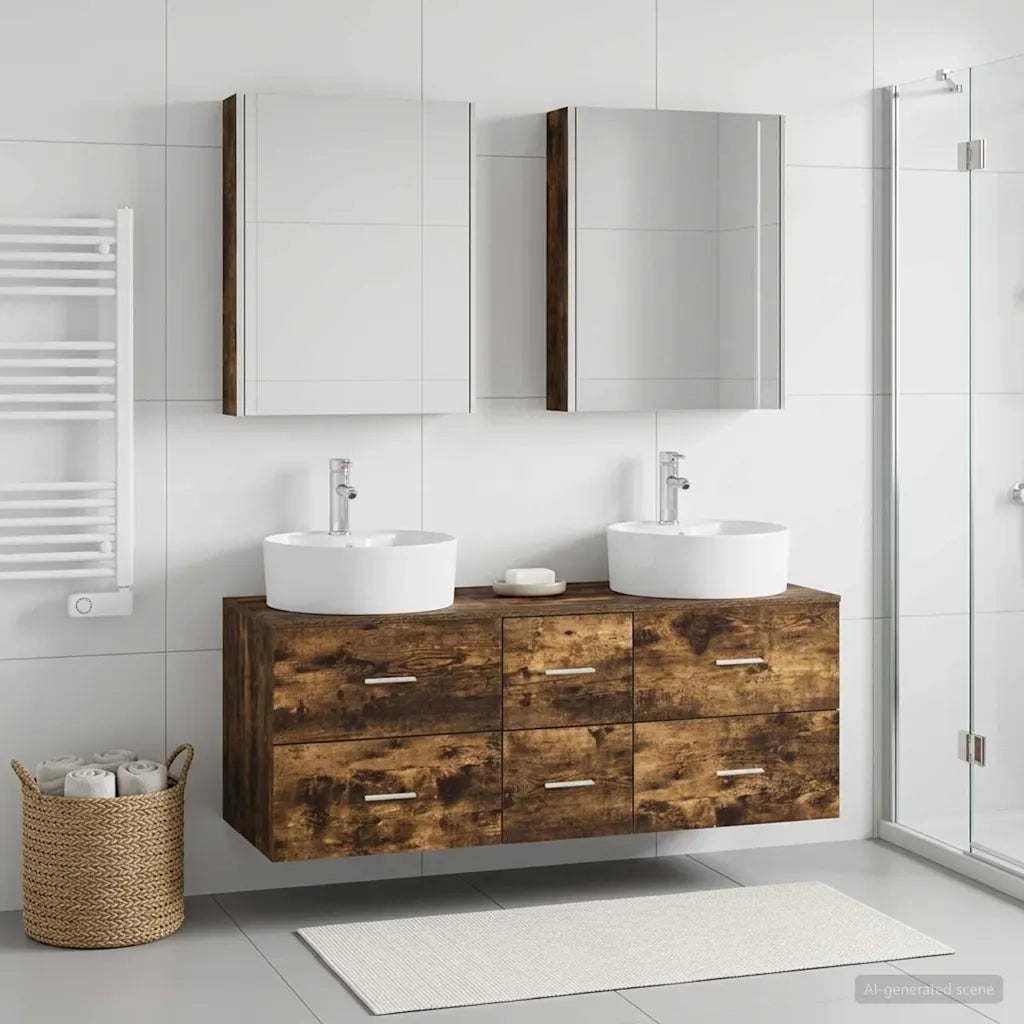 Set di mobili per il bagno 5 pcs Rovere Fumo 3406931