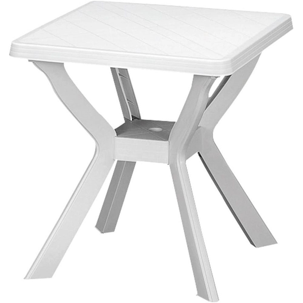 Trade Shop - Tavolo Da Giardino Quadrato Bianco Arredo Da Esterno In Plastica 70x70xh72cm 012137 -