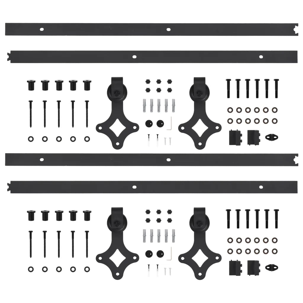 Kit di Binari per Porte Scorrevoli 2 pz 200 cm in Acciaio Nero 3059841