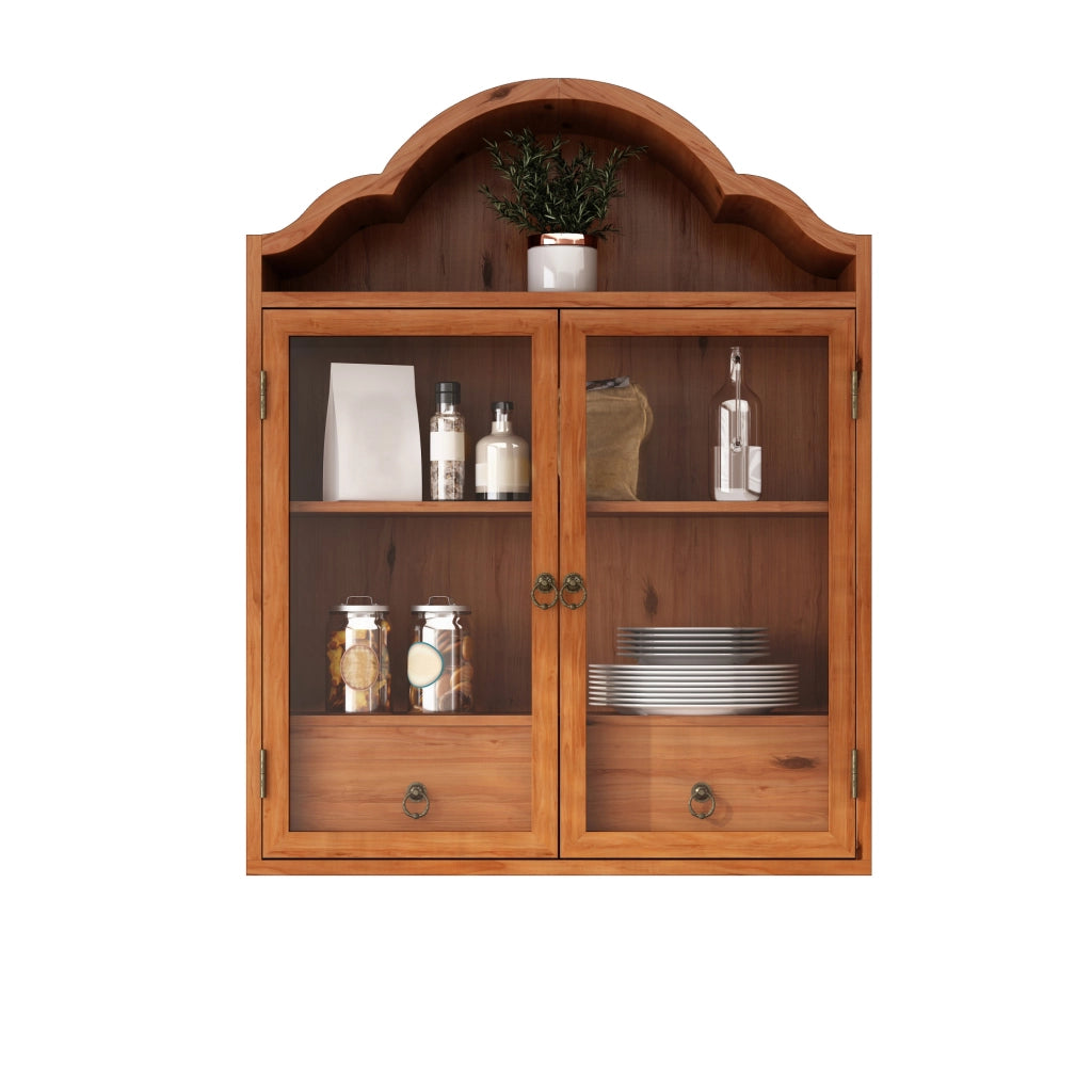 PENSILE 60x22x76,5 cm con ripiani regolabili e cassetti in legno massello marrone