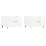 2 pz Tavolini salotto | Tavolino da caff¨¨ | Tavolino da Soggiorno Bianco Lucido 50x50x40cm Legno Multistrato
