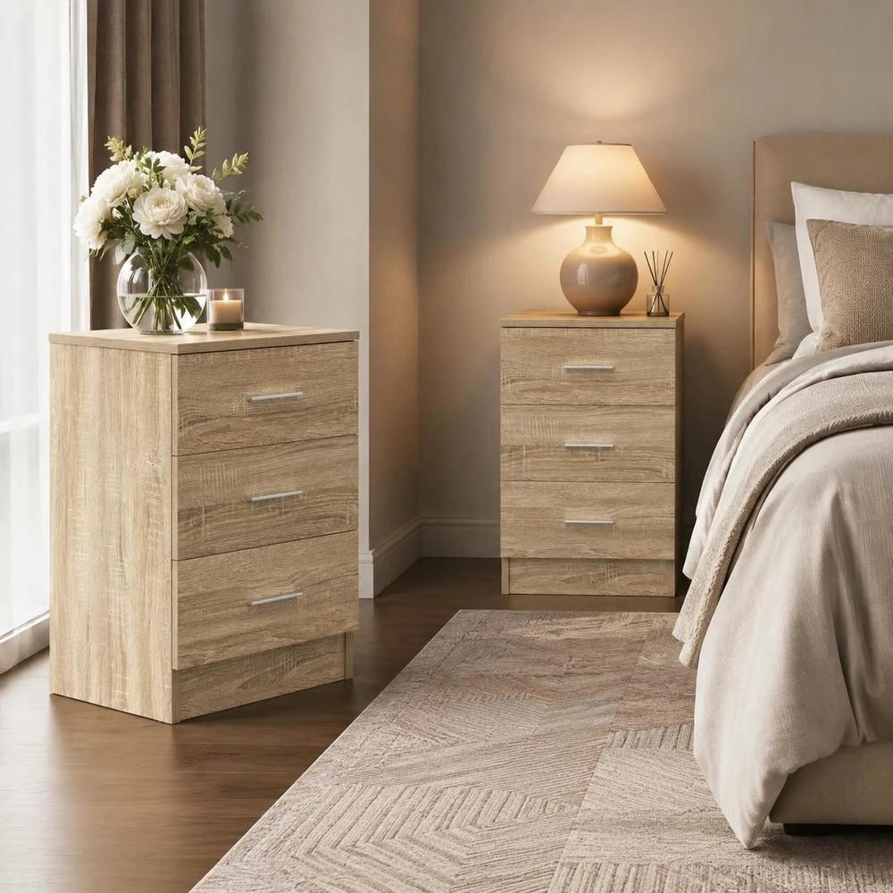 Bedside Tables 2 Pcs. Sonoma Oak 38x35x56 Cm Wood Material