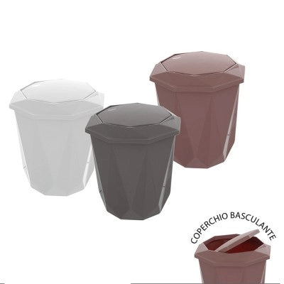 Pattumiera bagno rosa con coperchio basculante e capacità 5,5 lt