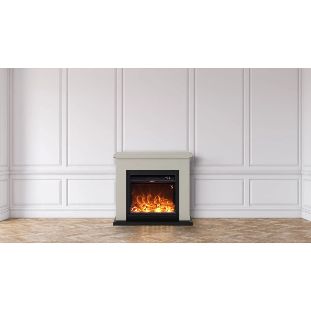 Camino Elettrico da Pavimento 99x88,3x25 cm Effetto Fiamma 1500W Sined Asciano Beige