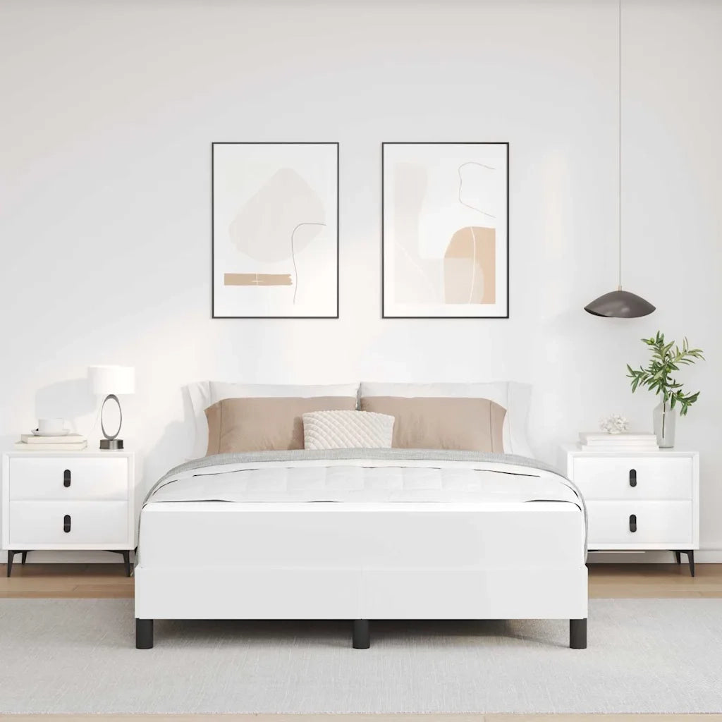 Struttura del letto Bianco Puro 140 x 190 cm Tessuto
