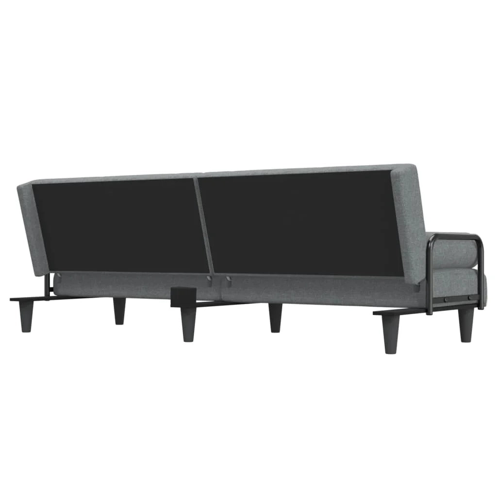 Divano letto con braccioli 205 x 89 x 70 cm tessuto grigio chiaro 02_0021015