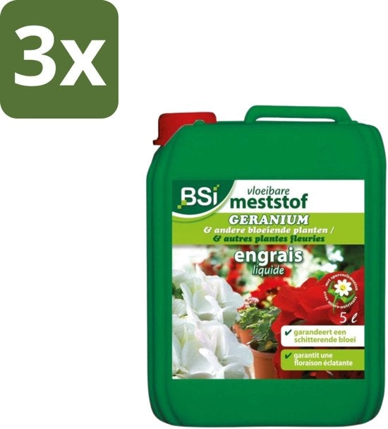 Meststof Liquida per Geranio - Fertilità Elevata e Crescita Rapida - 5 L - Confezione in Bulk - 3 pezzi