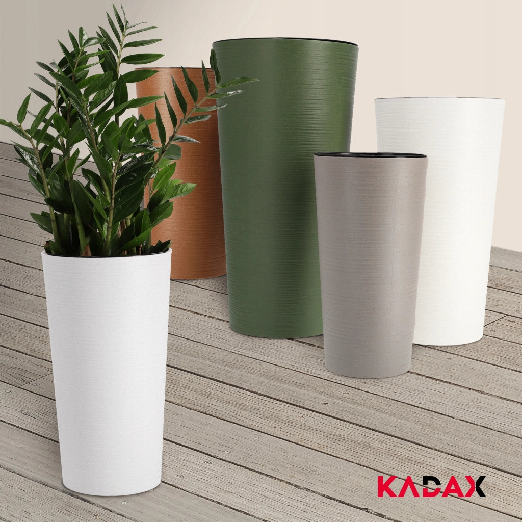 Vaso da fiori KADAX, coprivaso alto 57 cm con inserto, per soggiorno, bianco.