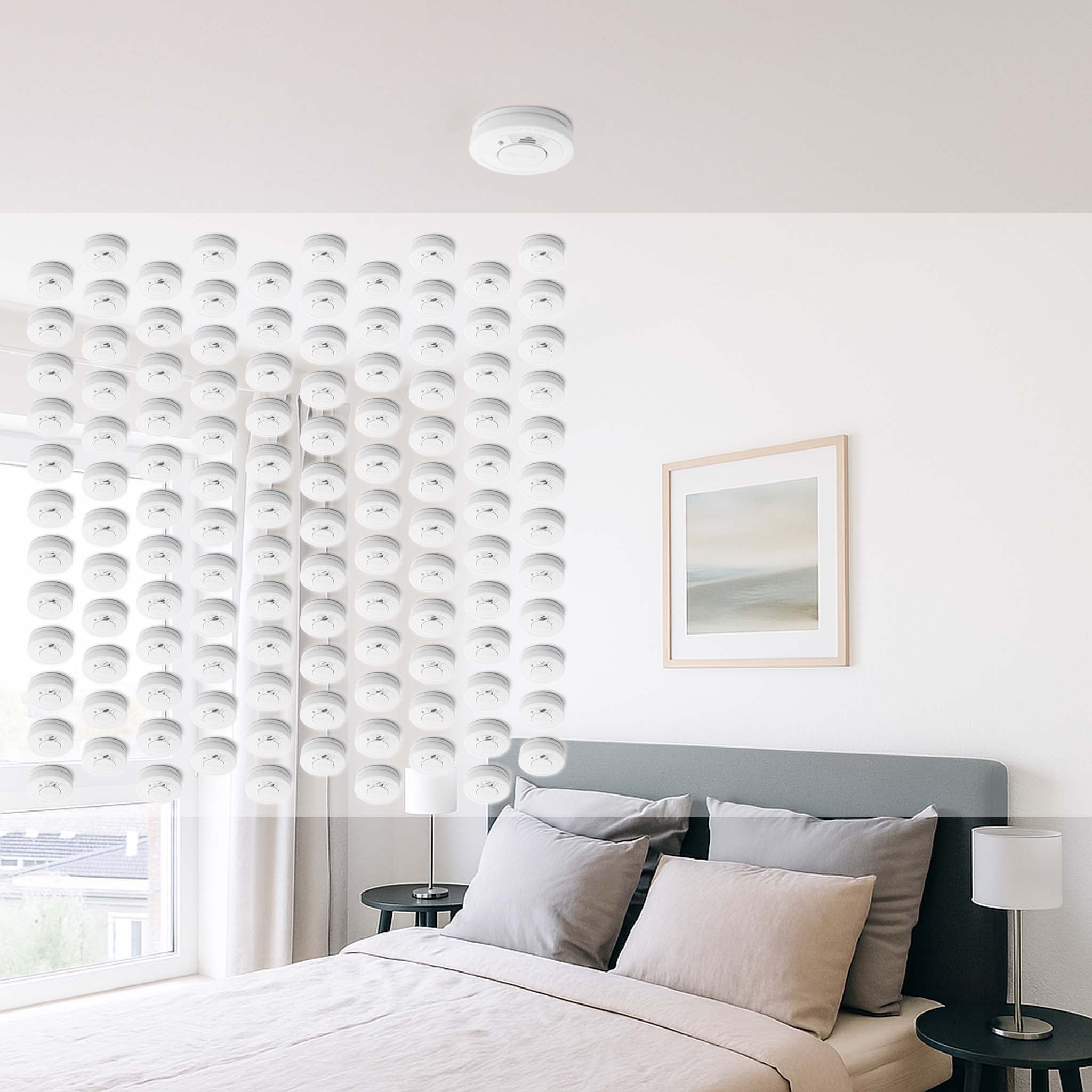 Set 120x Rilevatore di fumo con batteria da 9 V, allarme antincendio con funzione HUSH, sensore antifumo fotoelettrico affidabile con potenza sonora di 85 dB